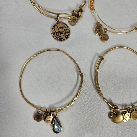 Alex And Ani Lot of 5 K Initial Crystal Charm Bangle Bracelets Boston Teacher - Picture 3 of 3